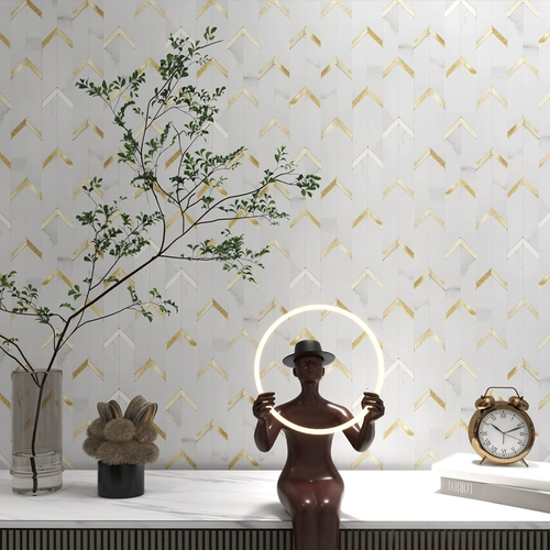 Белая самоклеющаяся металлическая мозаика на стену, французский стиль