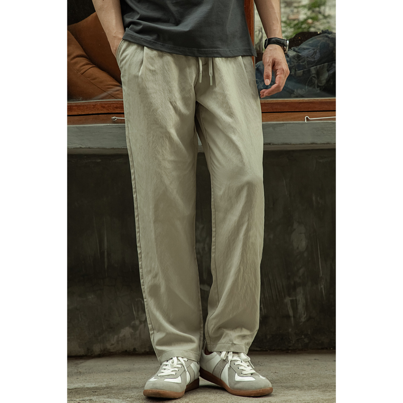 U刃 American Casual Lyocell Original Texture Slightly Wrinkled Cool-Feeling Casual Pants Loose Drape Quick-Drying Long Pants Thin Men's Summer and Autumn