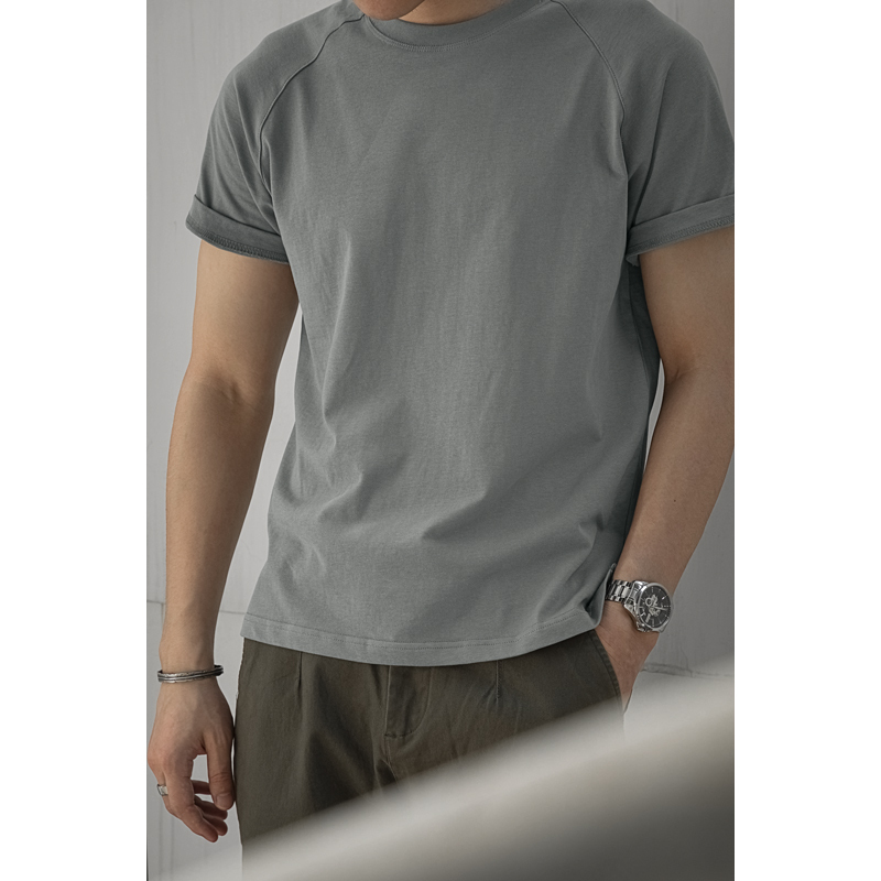 Umede American Retro 230g Raglan Sleeve T-Shirt Short Sleeve Summer Thin Men's Pure Cotton Three-Needle Stitching Small Neckline for Boys Umede American Retro 230g Raglan Sleeve T-Shirt Short Sleeve Summer Thin Men's Pure Cotton Three-Needle Stitching Small Neckline for Boys