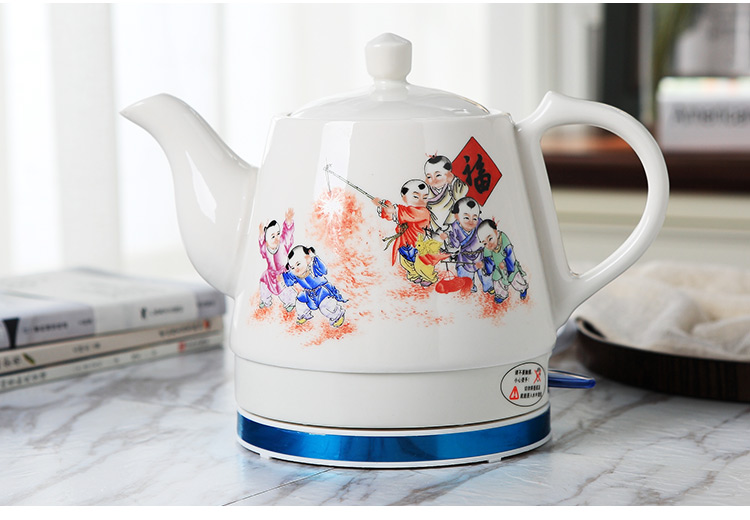 am sieu toc braun Jingdezhen ấm đun nước gốm sứ màu xanh và trắng tự động tắt nguồn ấm đun nước bằng sứ nhỏ ấm trà chống khô - ấm đun nước điện ấm siêu tốc sunhouse