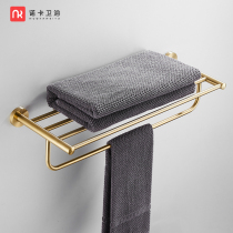 Eurostyle towel rack copper wire drawing gold bath towels Bathroom Hardware Bathroom Pendant Free of perforated toilet shelve