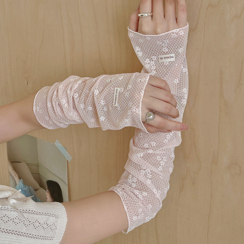 Lace Fabric Label Sun Protection Sleeves, Summer Ultra-Thin Breathable Mesh Ice Sleeves, Fashionable Uv Protection Arm Sleeves Lace Fabric Label Sun Protection Sleeves, Summer Ultra-Thin Breathable Mesh Ice Sleeves, Fashionable Uv Protection Arm Sleeves