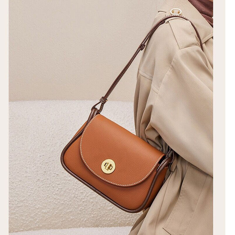 Niche leather shoulder messenger bag women 2022 new high-end