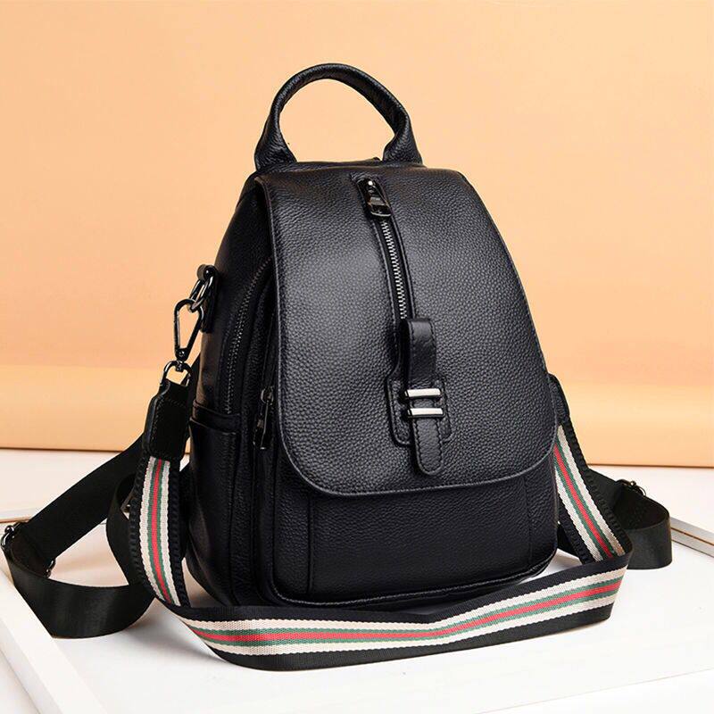 Leather Backpack Women's Multi-pocket Leather Top Layer Leather Ladies Small Backpack