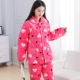 Bộ đồ ngủ nữ mùa đông flannel ba lớp độn bông cộng với áo khoác nhung ấm áp ngọt ngào bộ đồ ngủ trung niên dễ thương