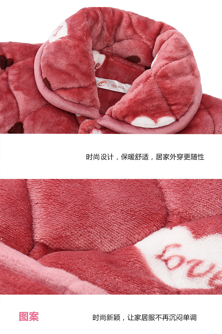 Đồ ngủ phụ nữ mùa đông ba lớp dày bông nữ san hô lông cừu flannel mùa thu cotton áo ấm bên ngoài mặc dịch vụ nhà đồ bộ mặc nhà cao cấp