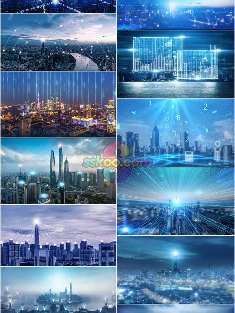 5G科技物联网时代数字粒子城市PSD展板banner背景图片设计素材插图14