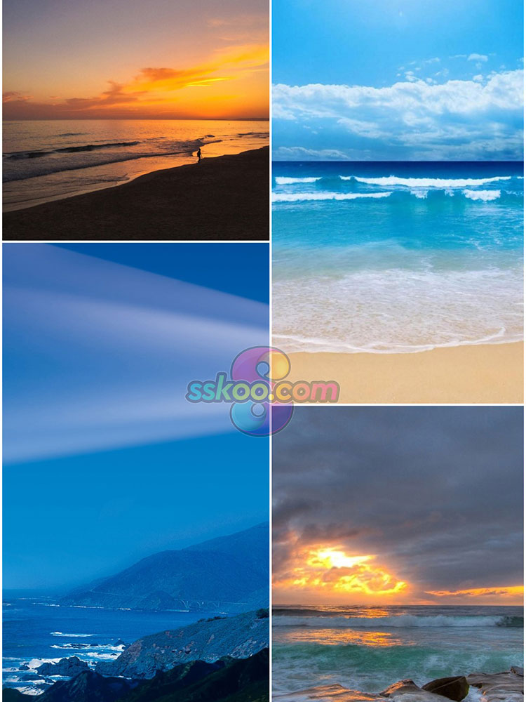 高清海景海滩沙滩海边大海蓝色海洋背景图片照片PS平面设计素材插图7