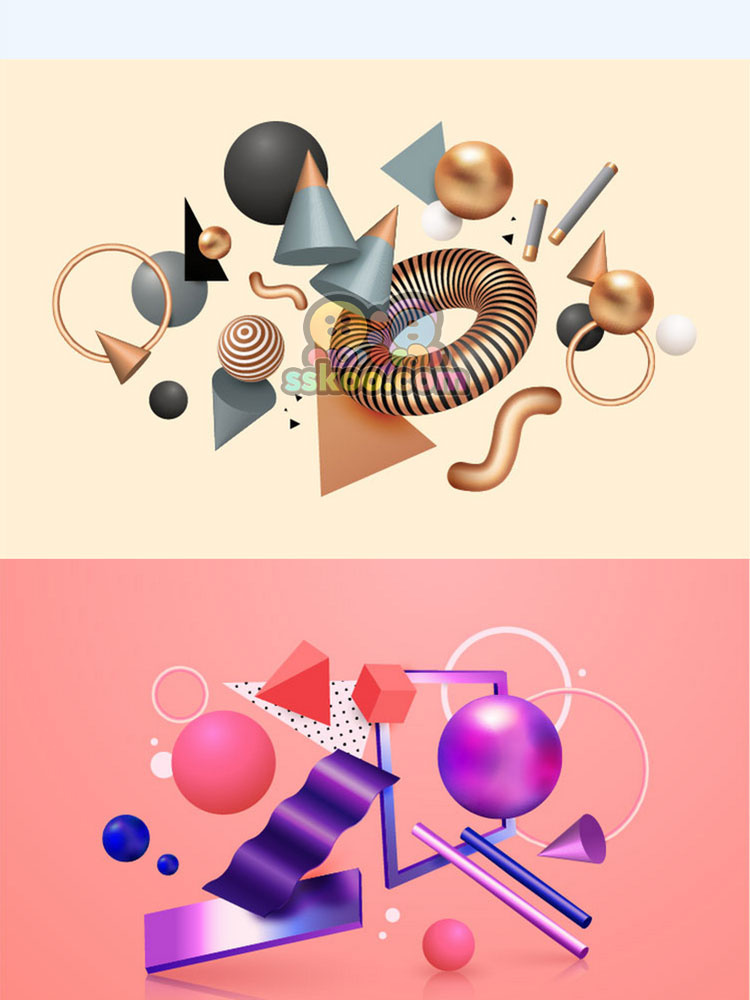 3D立体炫彩渐变几何形状图形kv主视觉平面海报背景ai矢量设计素材插图7