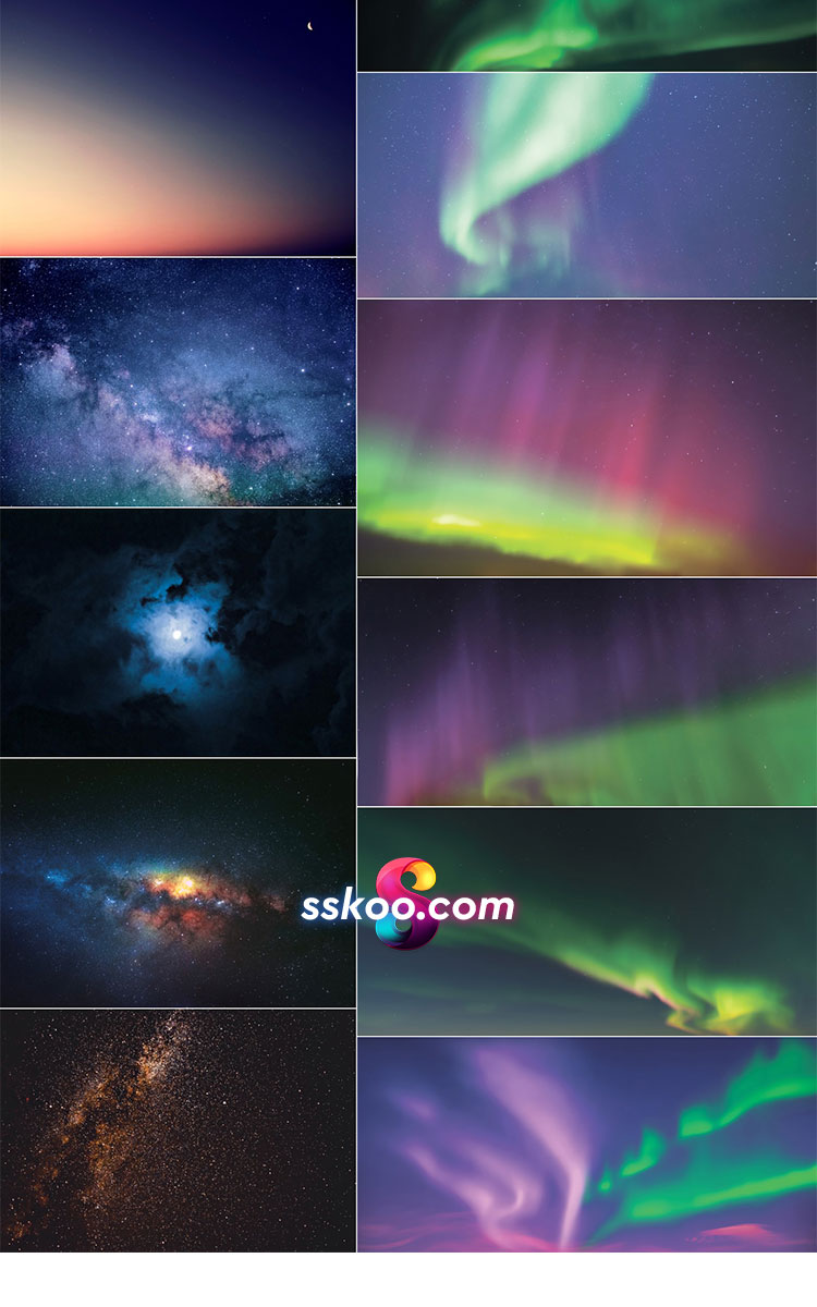 高清宇宙极光星空背景图片PS平面设计摄影美工装修影楼海报素材插图11
