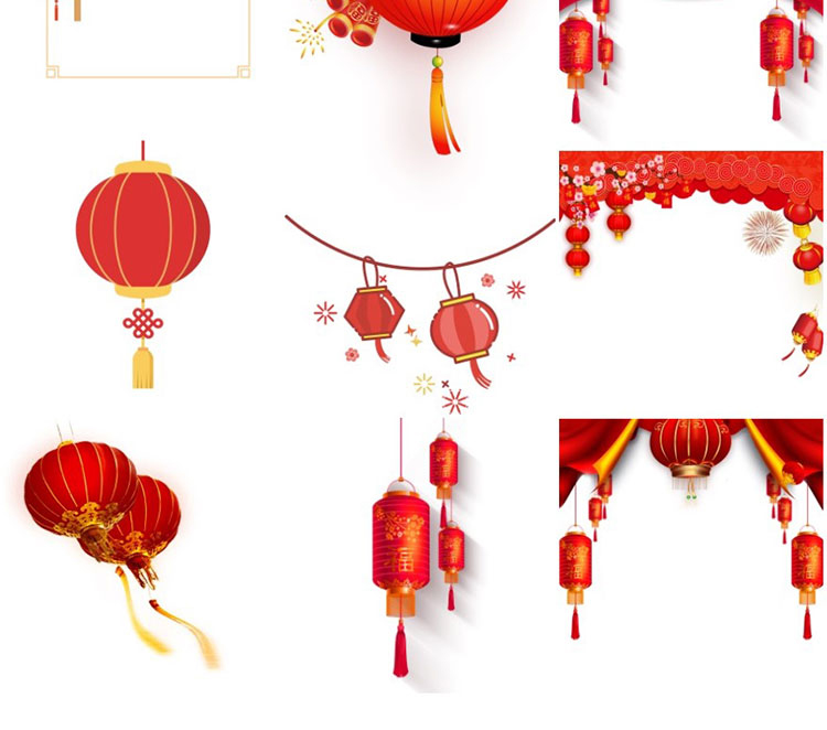 中国传统古典红色灯笼吉祥装饰元素图片PNG免抠透明背景设计素材插图18