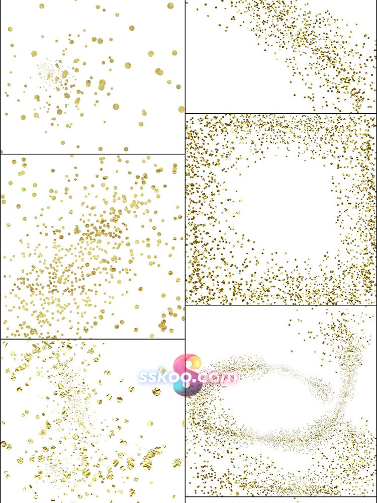 高清金色圆片粒子亮片免扣PNG透明背景图片影楼PS后期设计素材插图7