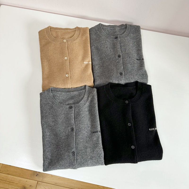 Ngrm 70% Wool 30% Cashmere~ Zhao Jinmai's Same Style Knitted Cardigan Thin Slim-Fit Sweater Jacket for Women