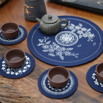 New embroidery handmade diy material package for beginners to self-embroider to make tea mat handmade fabric embroidered coasters