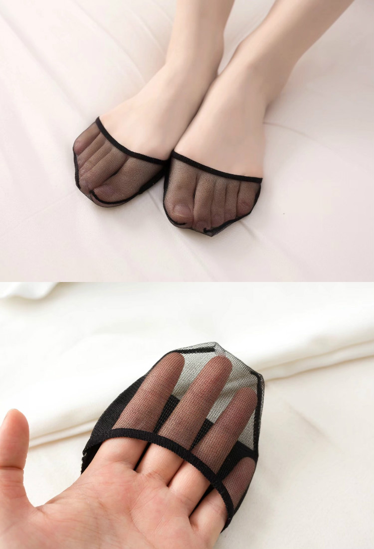 Nữ ngón chân vô hình chỉ vớ phía trước chân thuyền socks ren clip chân cotton pad anti-slip nửa cao gót non-slip cotton pad phụ nữ vớ