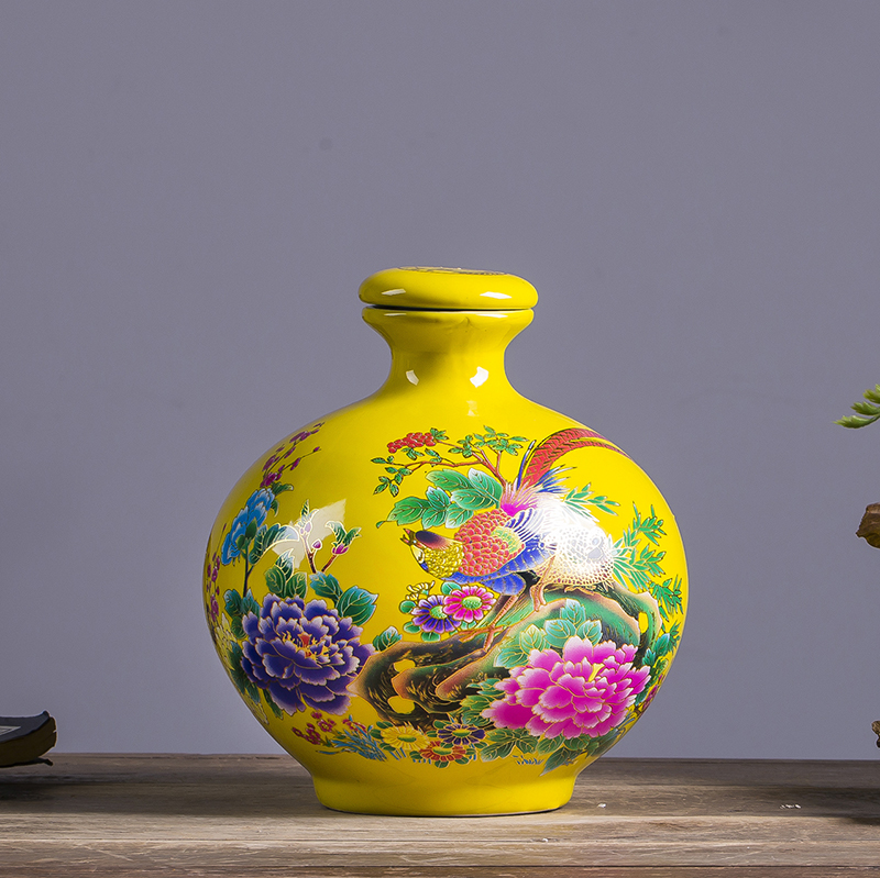 Tải 5 kg gốm sứ chai lọ rượu vang jar niêm phong rượu vang lấp lánh chai rượu vang rượu rượu rồng hoa chim hình - Rượu vang ly uống rượu
