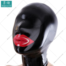 Latex microporous hood 0 1mm microporous mesh wrapped mask hood mask braces nose tube mouth plug red lip