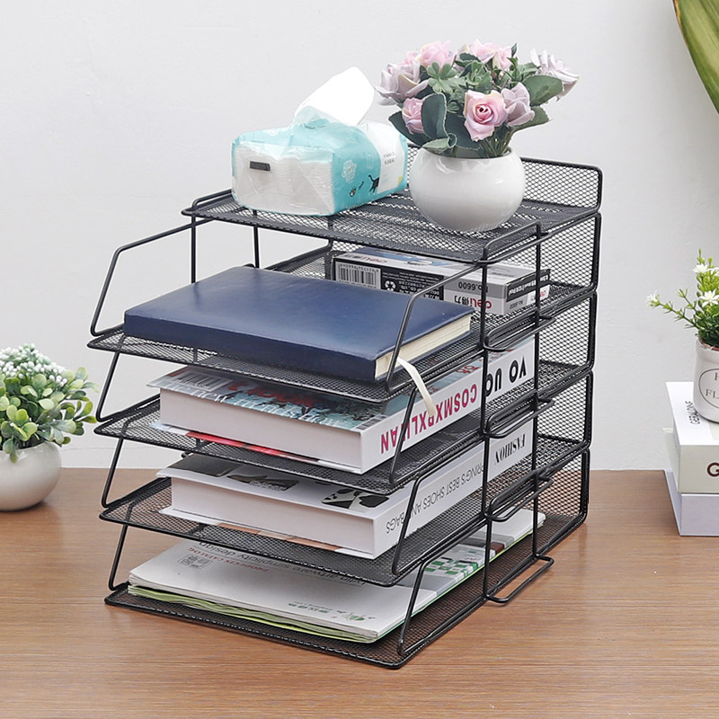 Office supplies folder storage shelf iron bookshelf file frame desktop information rack multi-layer student file rack