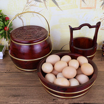  Wedding supplies descendants bucket three-piece set large wedding descendants bucket dowry decoration Mahogany solid wood wedding toilet