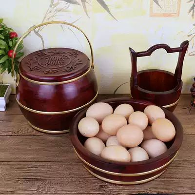 Wedding supplies descendants bucket three-piece set large wedding descendants bucket dowry decoration Mahogany solid wood wedding toilet