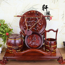  Mahogany solid wood descendants bucket decoration acid branch carved descendants treasure bucket three-piece wedding gift dowry toilet