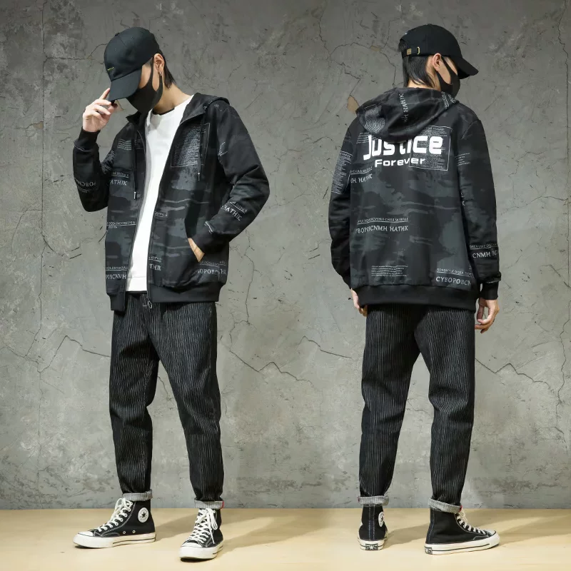 Tide, худи, камуфляжная осенняя куртка, спортивная кардиган, oversize, плюс size