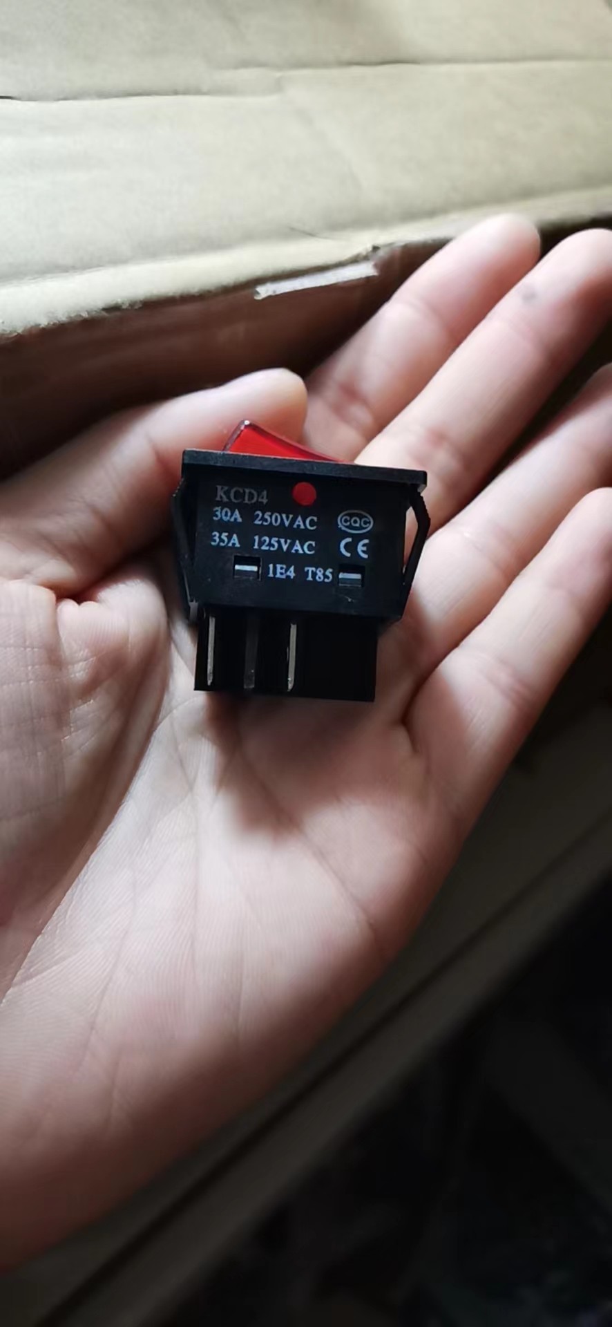 大电流大功率电焊机开关船型翘板按钮带灯4脚2档35A125V紫铜脚
