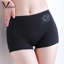 Safe women's abdominal tightening short non rolled women's underwear (excluding men) Lvpasa edge high waist anti glare leggings for women