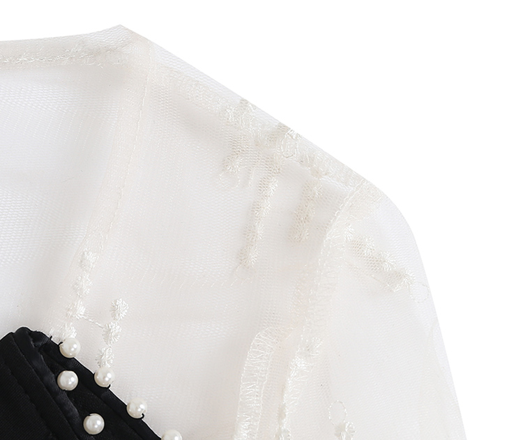 VK旗艦店 韓國風刺繡蕾絲羽毛釘珠西服領長袖洋裝