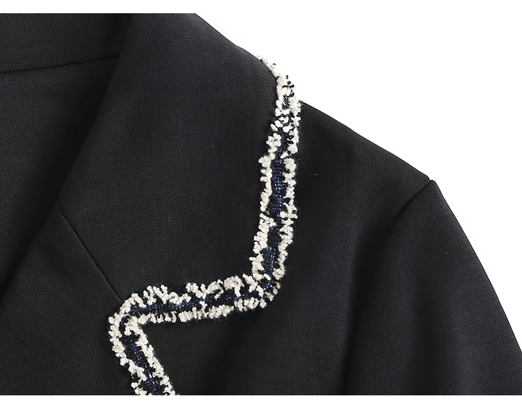 VK旗艦店 韓系修身優雅西服領黑色氣質顯瘦長袖洋裝