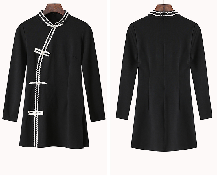 VK旗艦店 中國風復古純色盤扣旗袍短褲套裝長袖褲裝