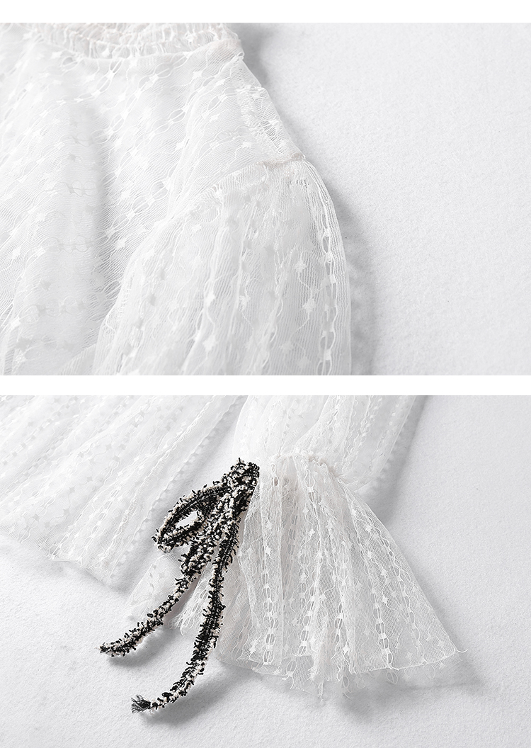 VK旗艦店 韓國風蕾絲燈籠袖小香風呢子套裝長袖裙裝