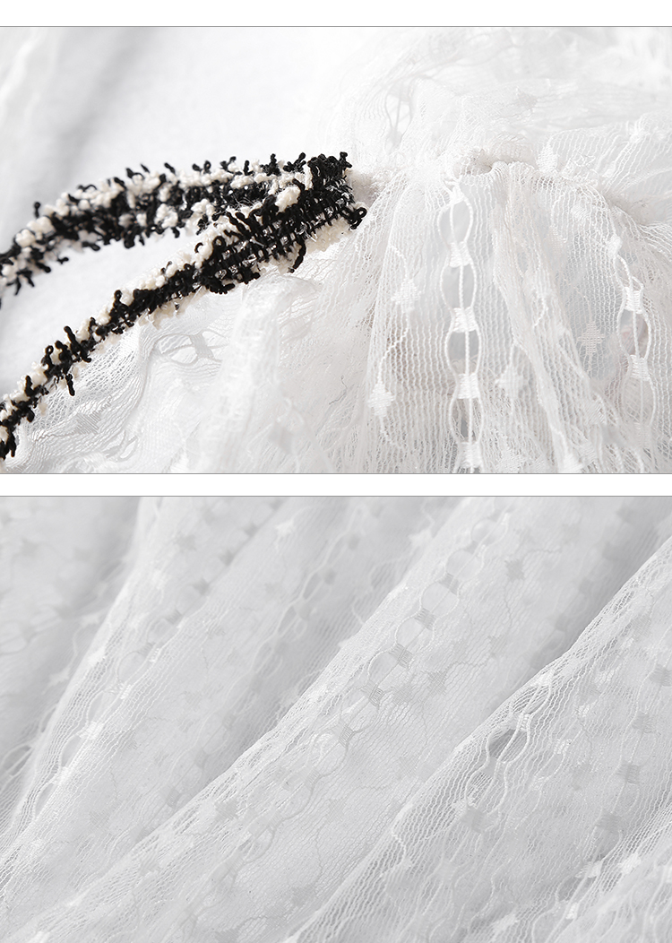 VK旗艦店 韓國風蕾絲燈籠袖小香風呢子套裝長袖裙裝