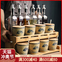 Seasoning rack oil bottle salt jar seasoning box set household seasoning jar glass kitchen supplies storage combination