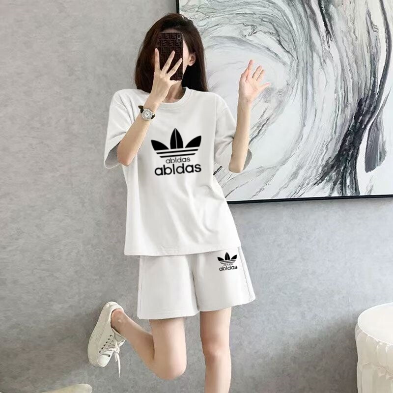 Clover Brand Summer New Women's Sports Suit Pure Cotton Breathable Short-Sleeve Shorts Two-Piece Set Casual Running