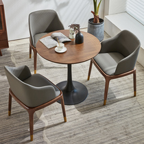 Nordic light luxury small apartment balcony dining table leisure cafe small table negotiation table and chairs solid wood reception small round table