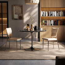 Simple microcrystalline stone slate small round table small apartment household round dining table dining table balcony leisure negotiation table and chair combination