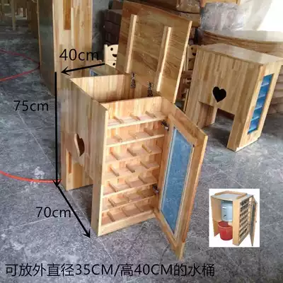 Kindergarten teacup cabinet solid wood children's tea cup holder Tea bucket cabinet Kindergarten cup holder wooden cup holder set