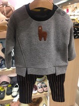 90-120 yards Korean small childrens clothing 20 spring and winter boys and girls baby gray plus velvet sweater pants suit