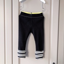 Korean small and medium-sized childrens clothing 20 spring and winter New Girls baby plus velvet flip pants Joker black trousers
