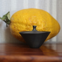 Yunnan Dali Jianchuan Black Pottery Purely Handmade Lotus Cover Bowl Kung Fu Tea Ceremony Tea Set Original Design Hand Kneaded