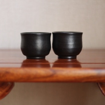 Yunnan Dali Jianchuan black pottery handmade tea cup coarse pottery tea cup tea set intangible inheritance guaranteed by Teacher Dong