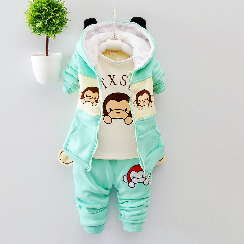 Bộ đồ cho bé gái mùa đông, trẻ sơ sinh, trẻ em cộng với nhung, áo khoác cotton dày, quần áo mùa đông, 0-2-3 tuổi, một nửa, ba bộ thủy triều quần jean bé gái