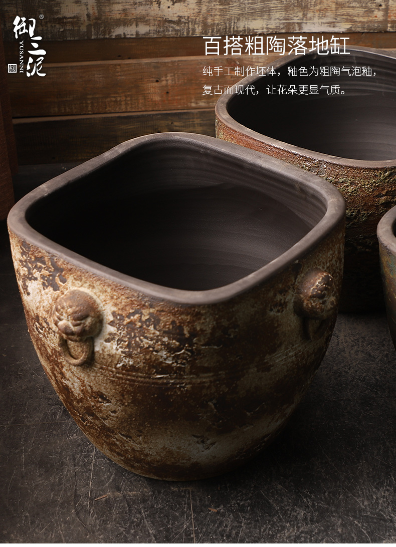 The Head of archaize ceramic VAT coarse pottery hand round the altar tank big flowerpot tank floor furnishing articles courtyard garden