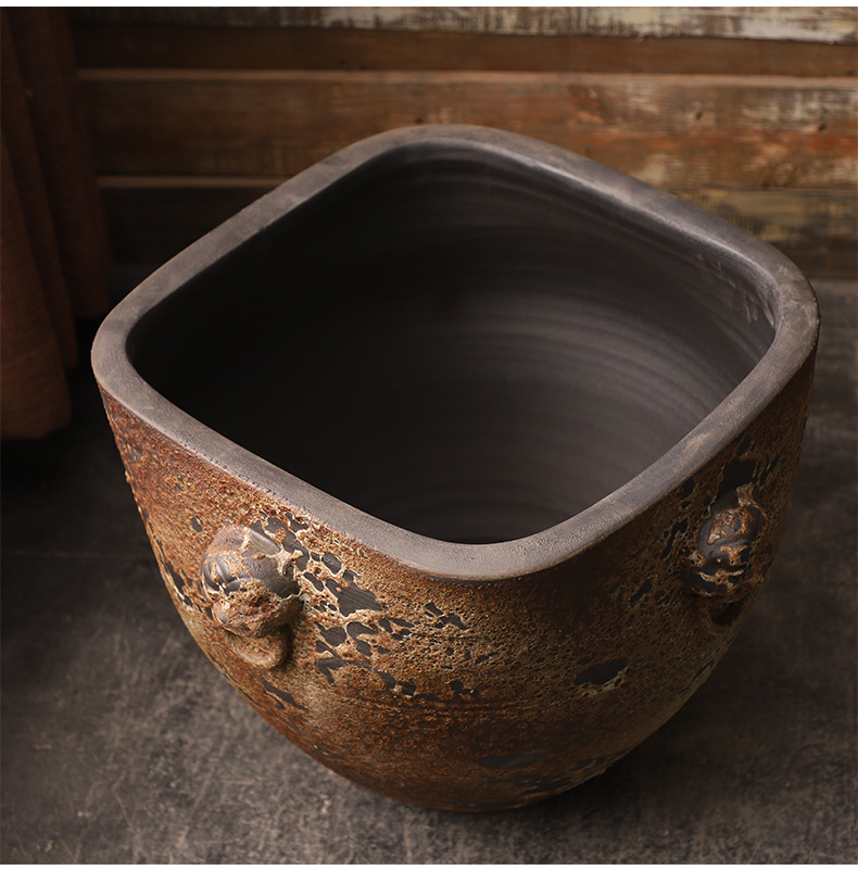 The Head of archaize ceramic VAT coarse pottery hand round the altar tank big flowerpot tank floor furnishing articles courtyard garden