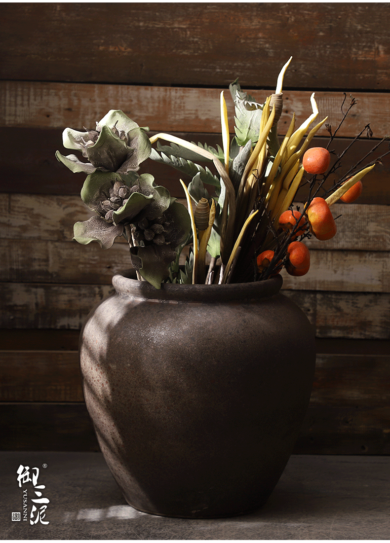 Jingdezhen ceramic large vase flower arranging furnishing articles I and contracted sitting room ground manually restoring ancient ways clay pot
