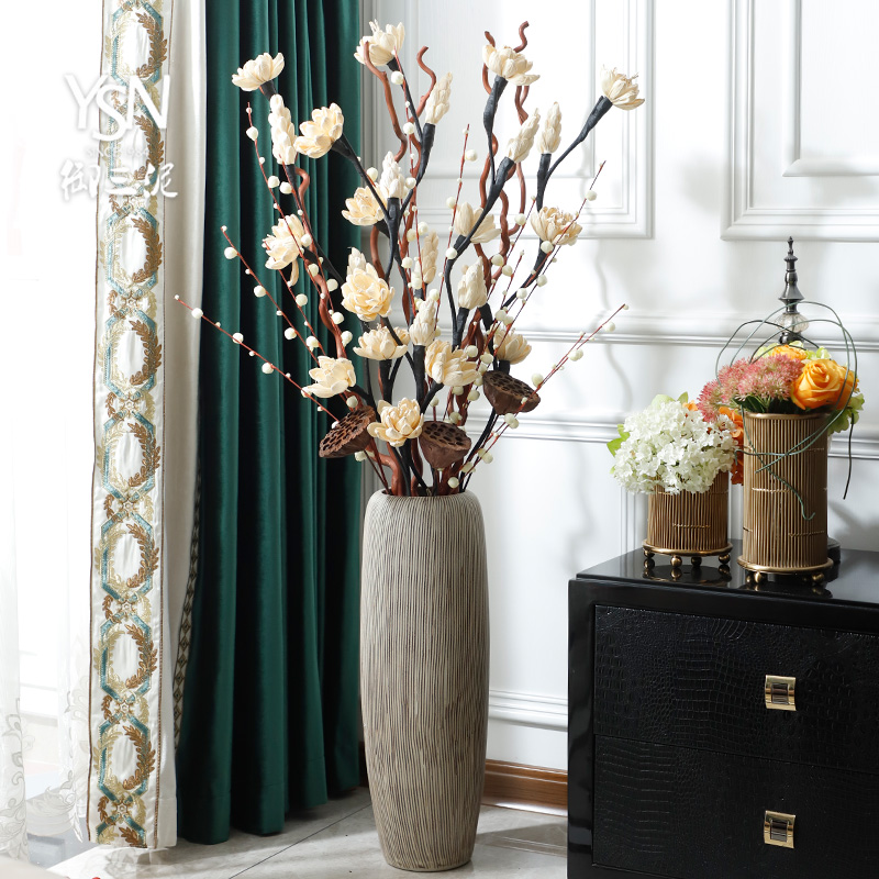 Contracted and I jingdezhen ceramic dry flower of large vase restoring ancient ways furnishing articles sitting room flower arranging flowers, checking pottery