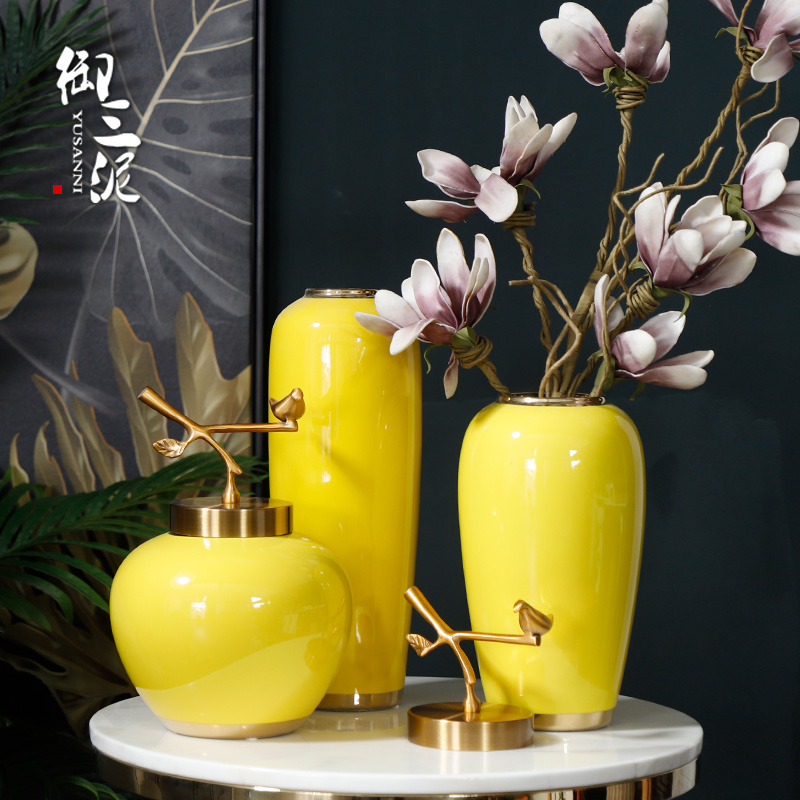 I and contracted the new Chinese style living room table flower arranging furnishing articles ceramic vases household dry flower adornment ou