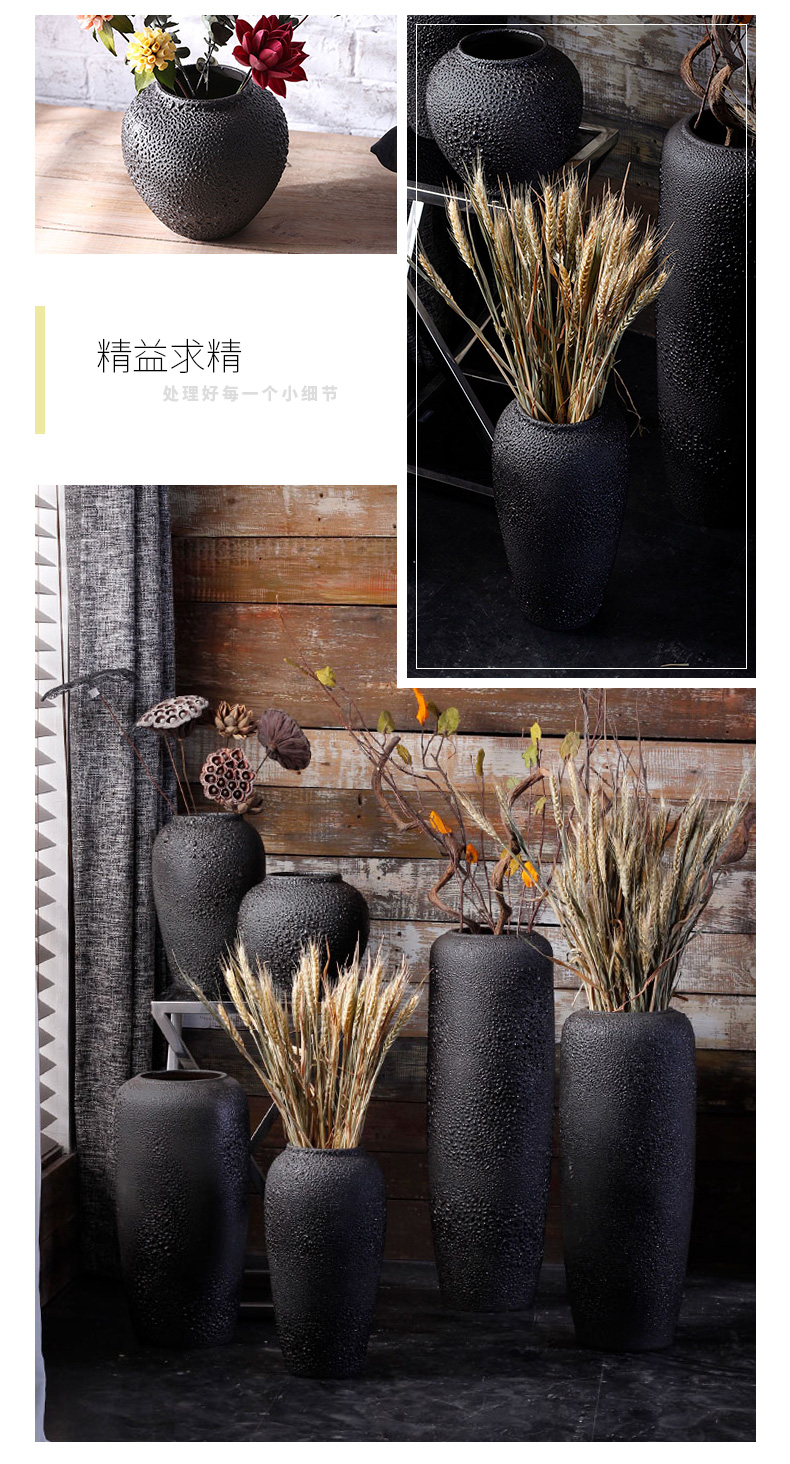 Jingdezhen ceramic vase landing Nordic I and contracted, dried flowers, flower arrangement sitting room adornment is placed to restore ancient ways pottery basin