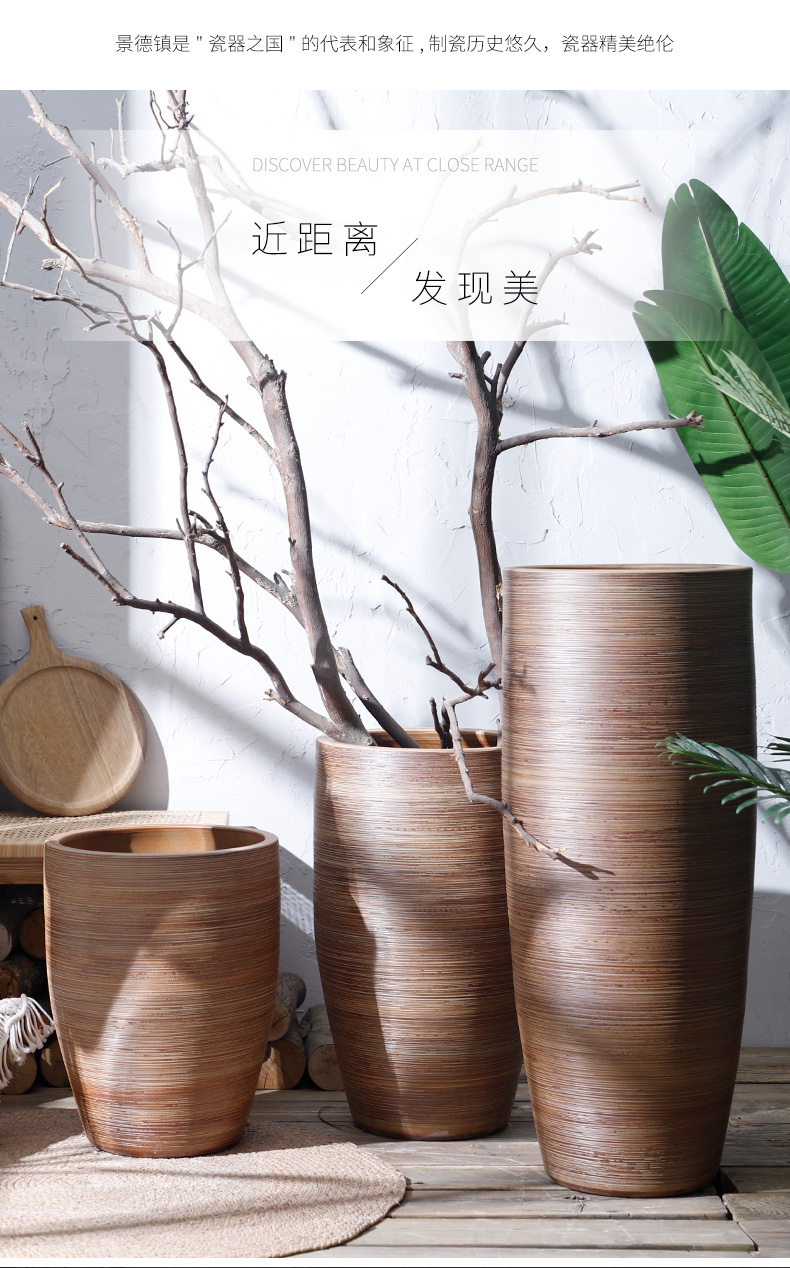 Nordic flowerpot rural ceramic green, the plants in hydroponic pot restoring ancient ways of large diameter indoor the plants dried flowers place vase